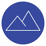 Grafik weißer Berg auf blauem Hintergrund